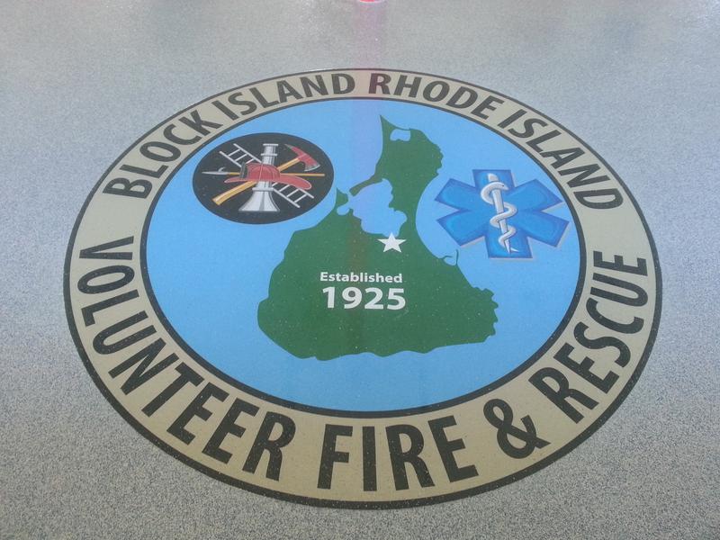 RI Epoxy Floor Installation With Logo Inlay in Rhode Island